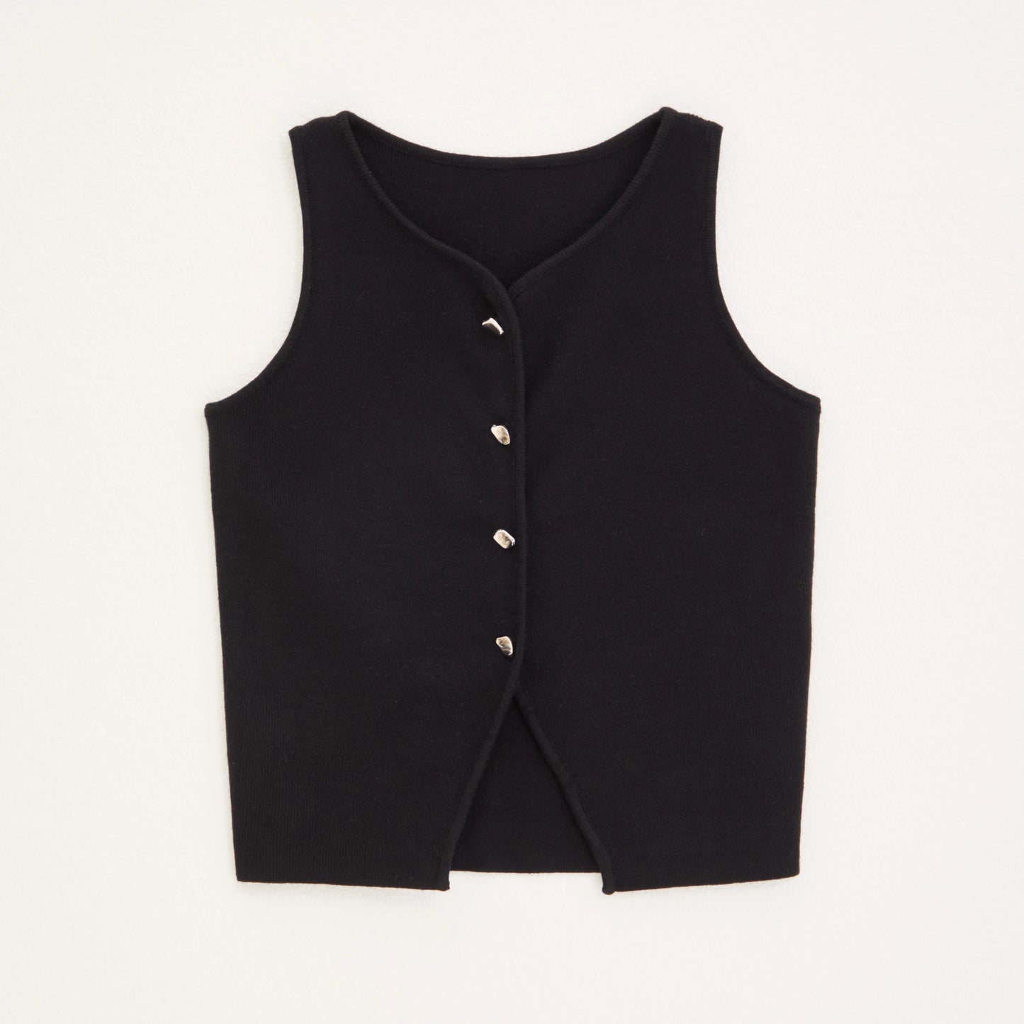 2025 Summer Y2K Metal Button Vest - Extra-Stretch Knit Sleeveless Top for Campus/Street Snap/Cosplay